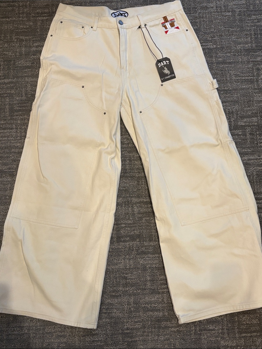Cream Men's Cargo Carpenter Pants